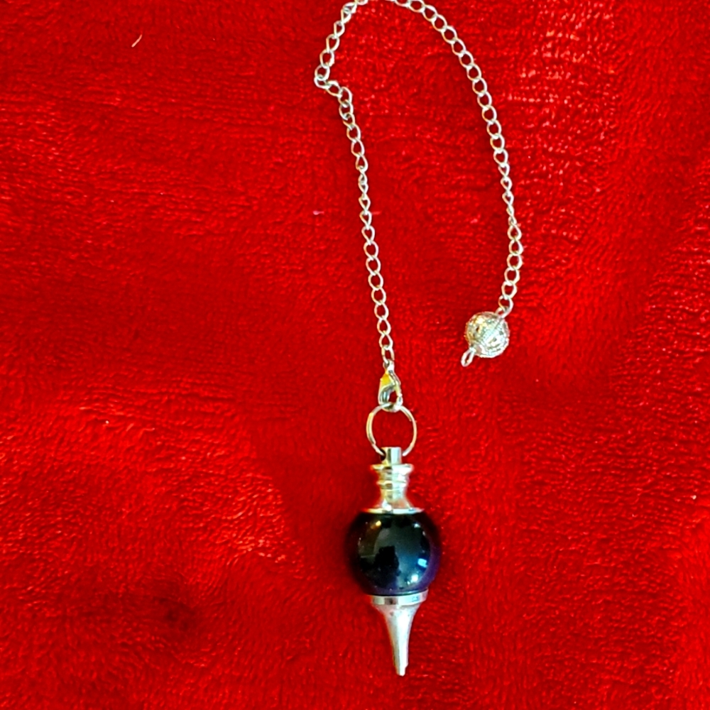 Obsidian and Silver Pendulum